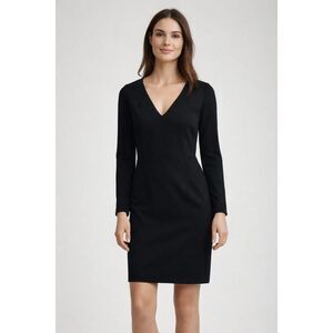 Banana Republic Black Sheath Dress Long Sleeve V-Neck Size 8